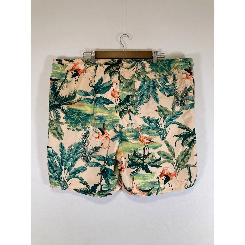 Tropical Flamingo Old Navy Mens 2XL Peach Pink Palm Tree‎ Swim Trunks 674325-05